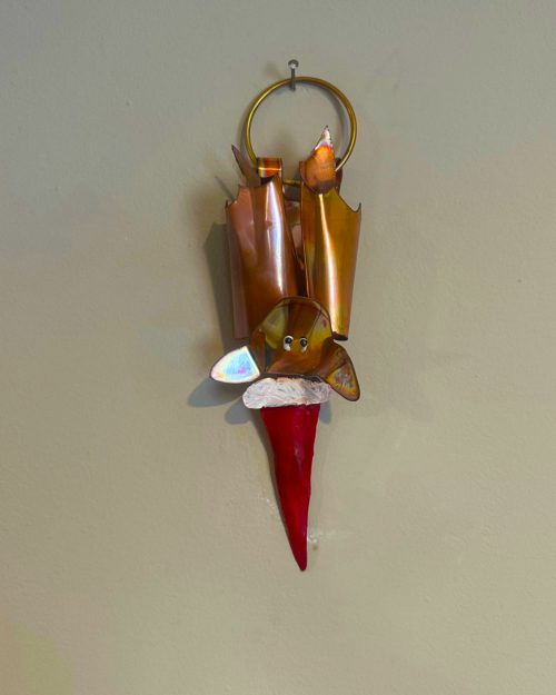 Copper bat with Santa Claus hat